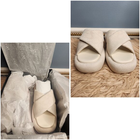 NIB COACH Penelope Signature C Logo Canvas Platform Slide Sandals -VARIOUS - Picture 6 of 8
